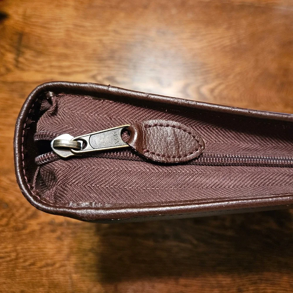 Day Timer Brown Faux Leather Zippered Portfolio Case Handle Business Organizer‎